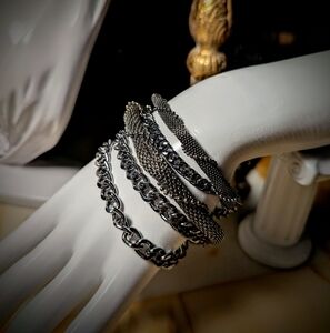 Elegant Dark Silver Multi Chain Bracelet